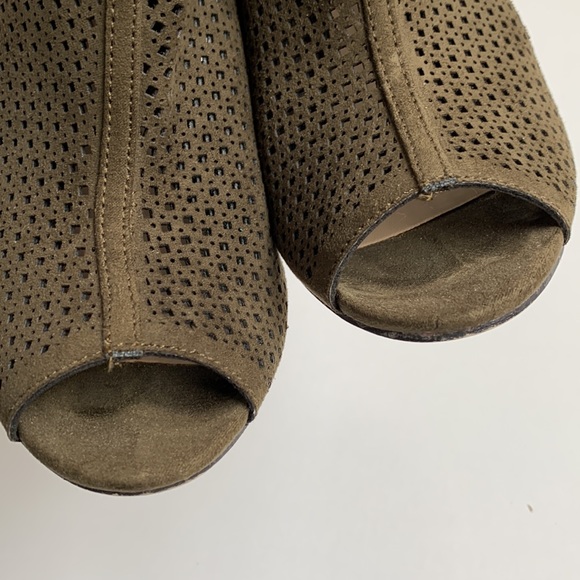 JUSTFAB Laser Cut Open Toe Bootie Koko Size 5.5 Olive Green - Picture 10 of 13